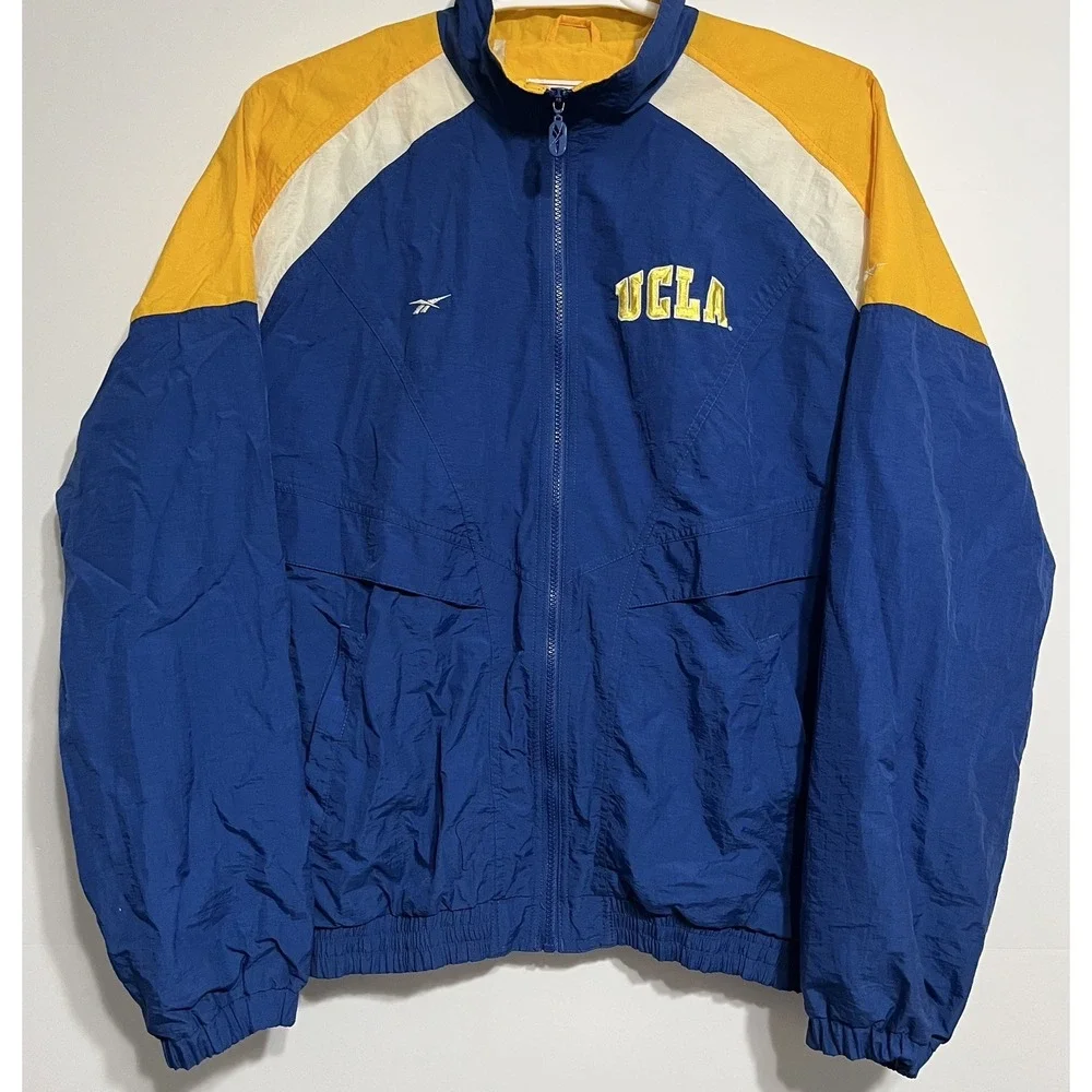 Vintage Reebok UCLA Bruins Nylon Full Zip Windbreaker Jacket unisex MEDIUM Blue
